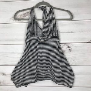 Lia Lee Tank Top with Neck Tie Stretchy striped